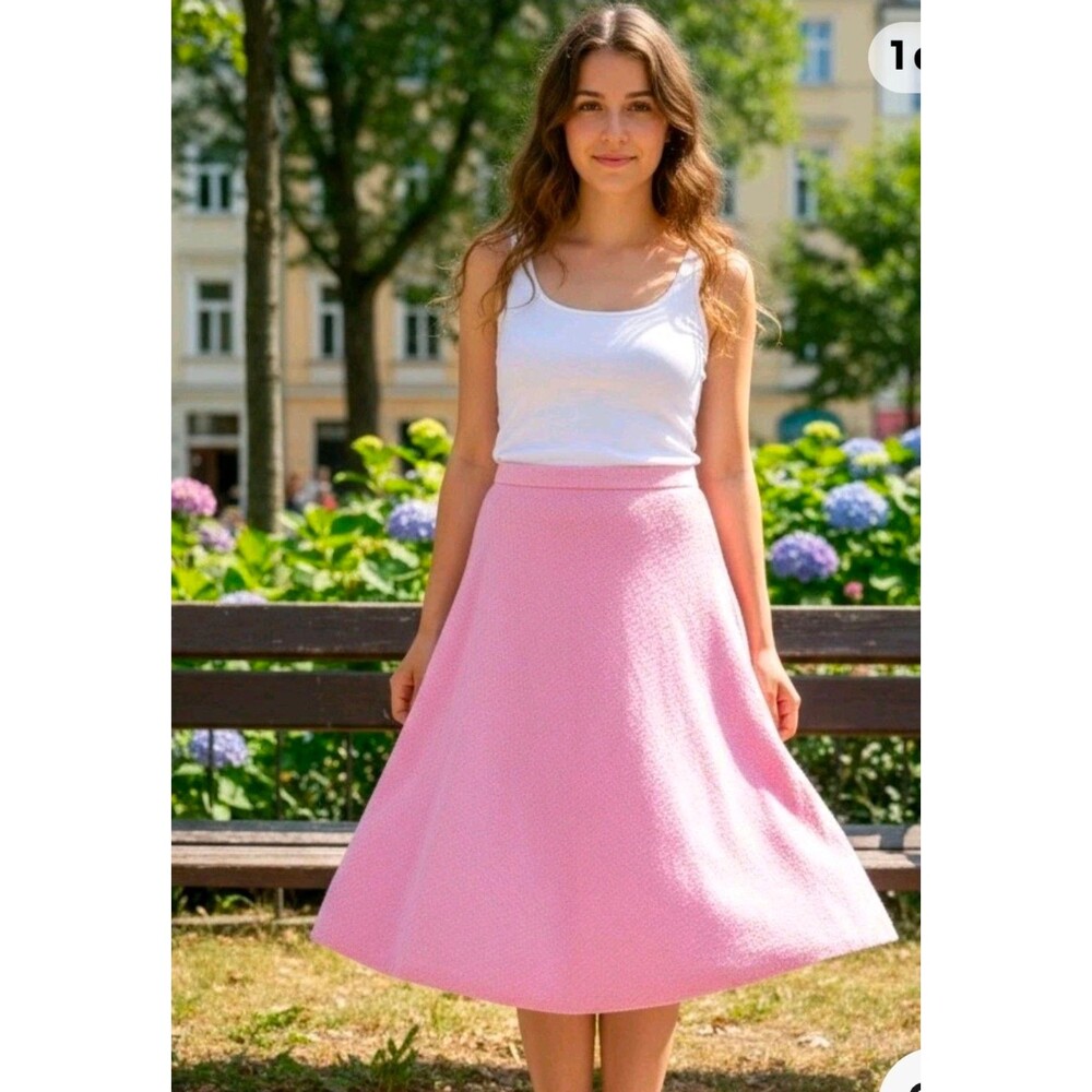 ZARA Textured A -Line Barbie Pink Maxi  Long Skirt Size XL